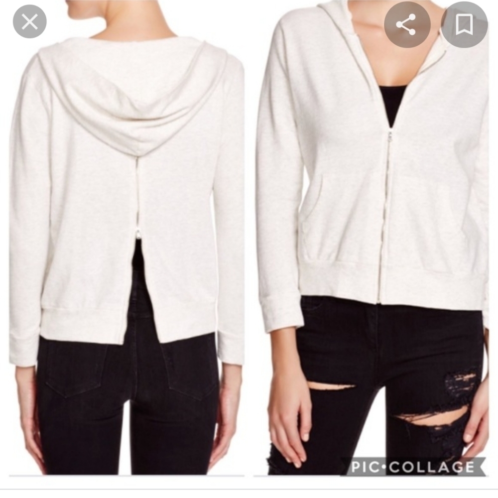 MONROW Cream Back Zip Hoodie